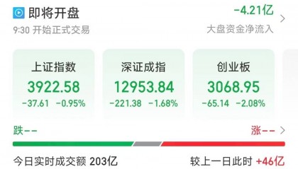 A股三大指数集体低开！创业板跌超2％