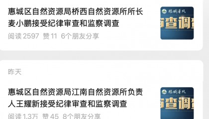 连续两天,惠州一地一所长、一所负责人被查!