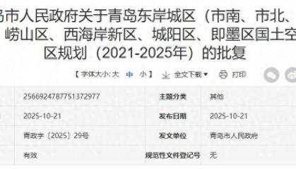 青岛市人民政府最新批复:原则同意!